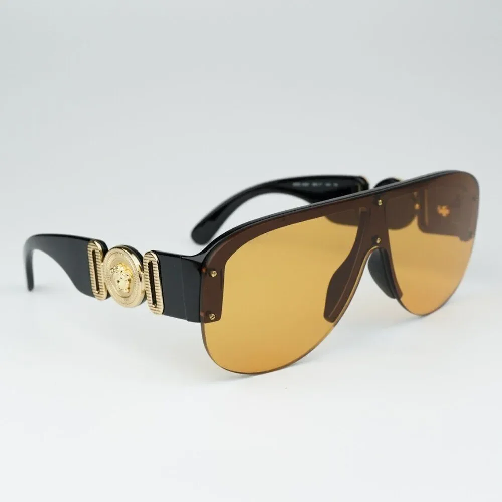 NEW Versace VE4391 GB1/7 Black Orange Shield Unisex Sunglasses